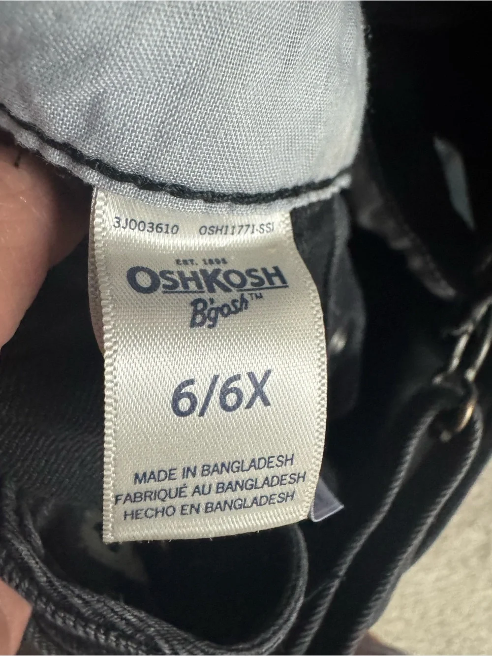 Girls OshKosh B'gosh Black Denim Overall Dress Size 6/6X